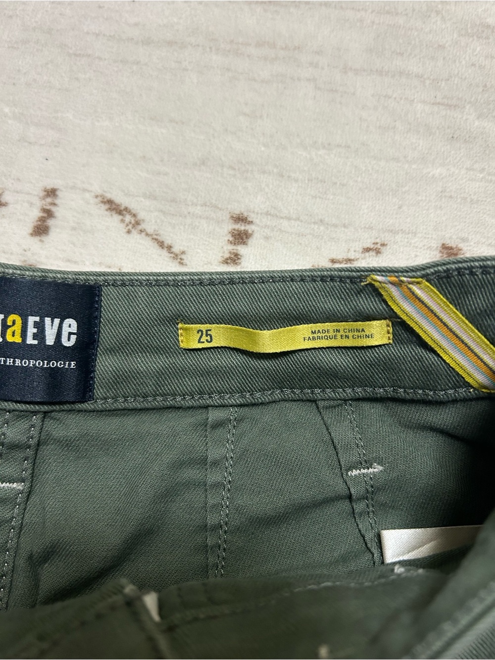 Maeve Anthropologie Olive Wide Leg Utility Carpenter Pants 25 Old Money Luxury - Picture 9 of 14